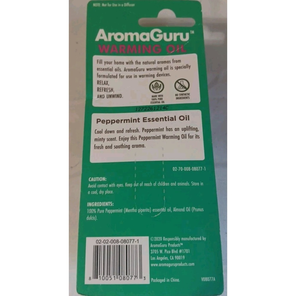 3 Aroma Guru Warming Oils Peppermint Eucalyptus Breath Aromatherapy‎ 100% Pure - Picture 2 of 4